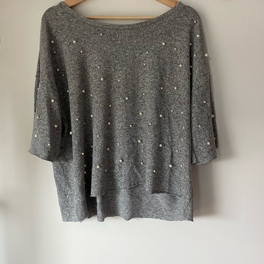 Dantelle Grey Pearl Embellished Sweater